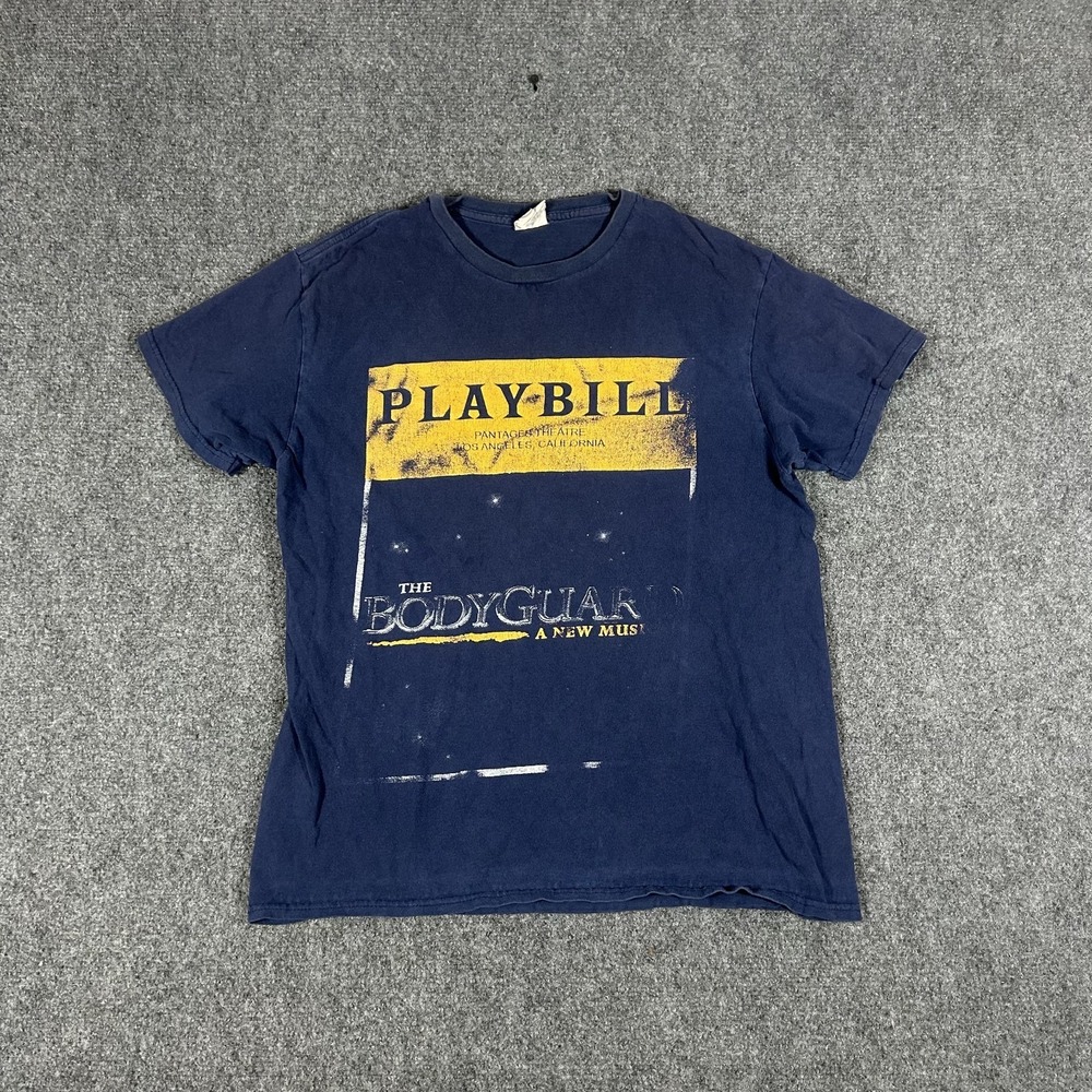 Vtg Playbill The Bodyguard Blue Shirt M Whitney Houston and Kevin Costner #2945